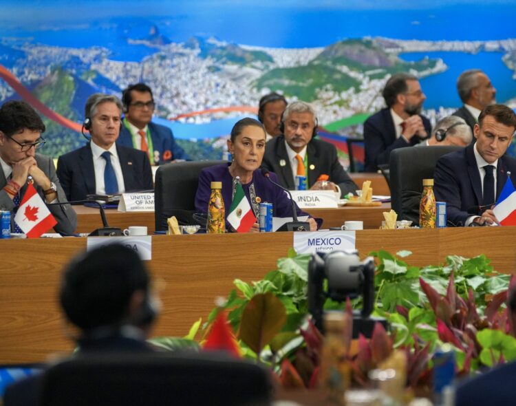 Presidenta Sheinbaum plantea a G20 destinar 1% del gasto militar a un programa mundial Sembrando Vida